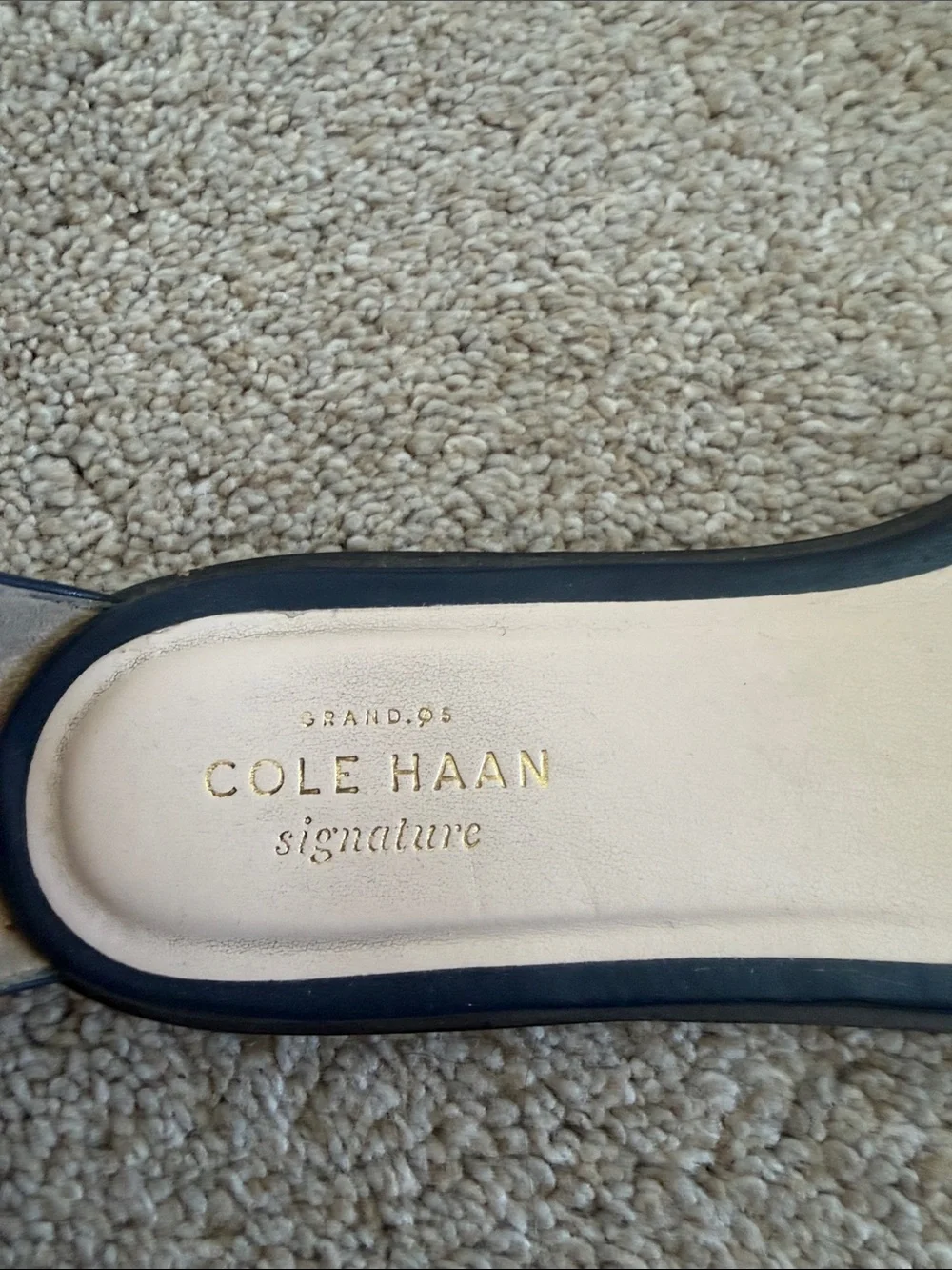 Cole Haan Navy Suede Open-Toe Ankle-Strap Sandals - Picture 2 of 6